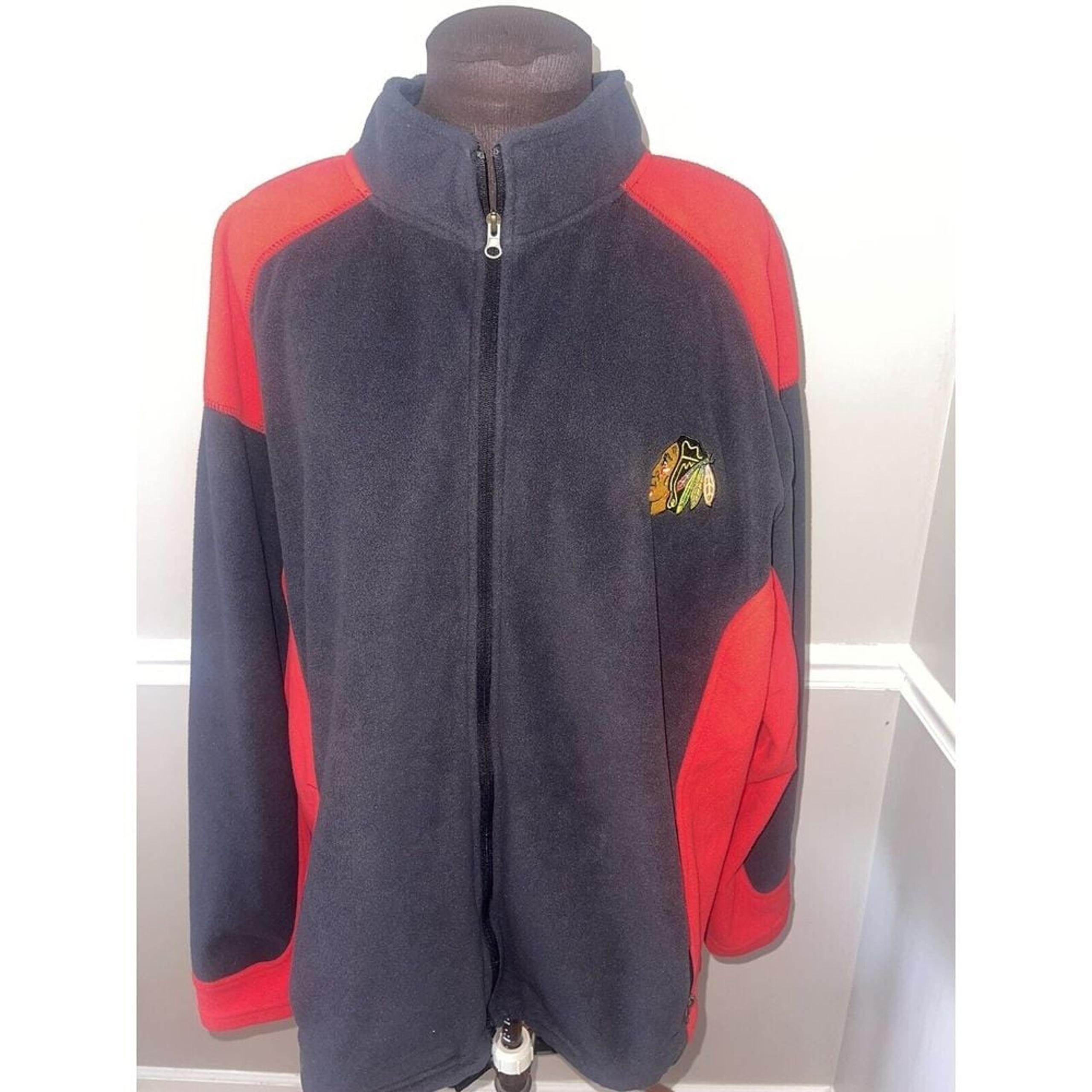 NHL Chicago Black Hawks Fleece Zip Up Sweatshirt Jacket Mens XL