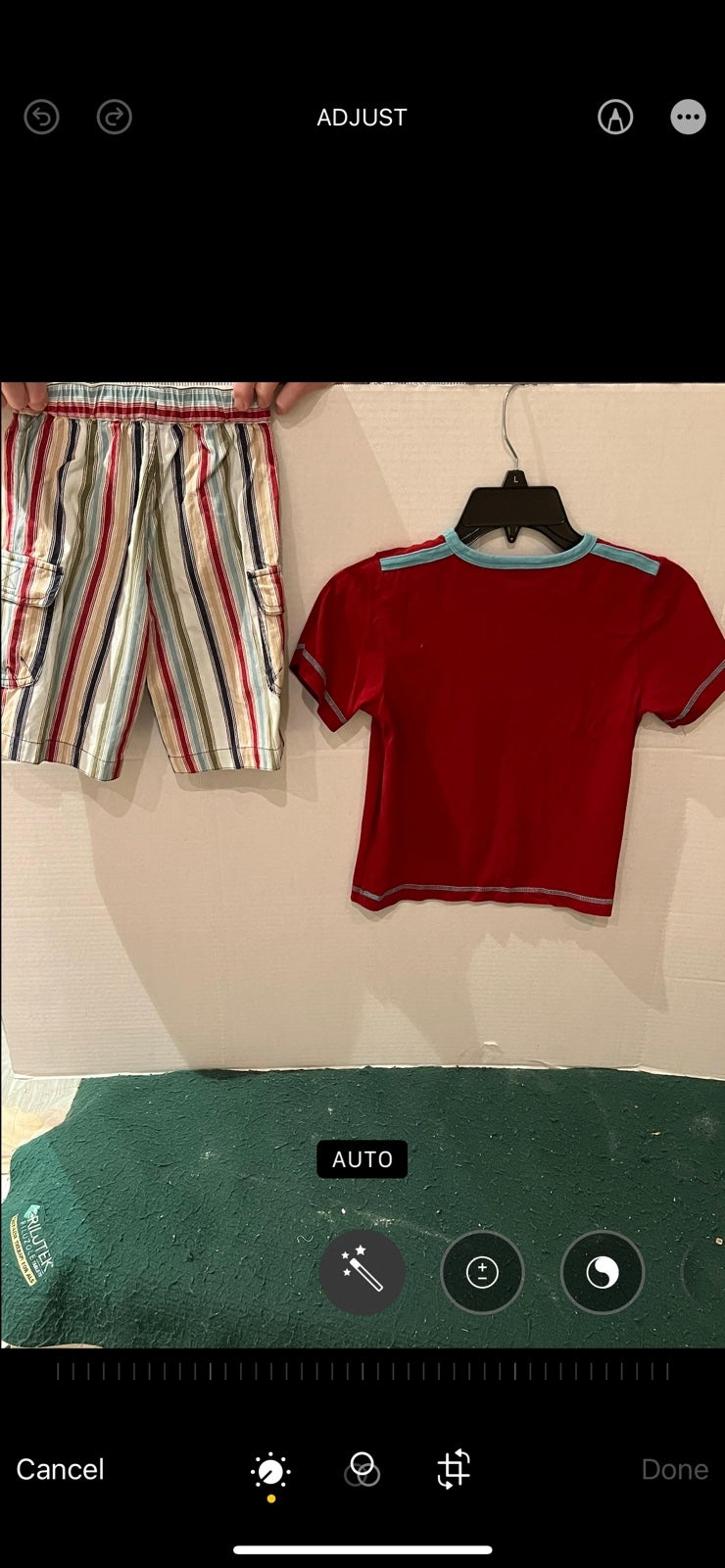 Hanna Andersson long cargo shorts and T- shirt. Excellent condition.