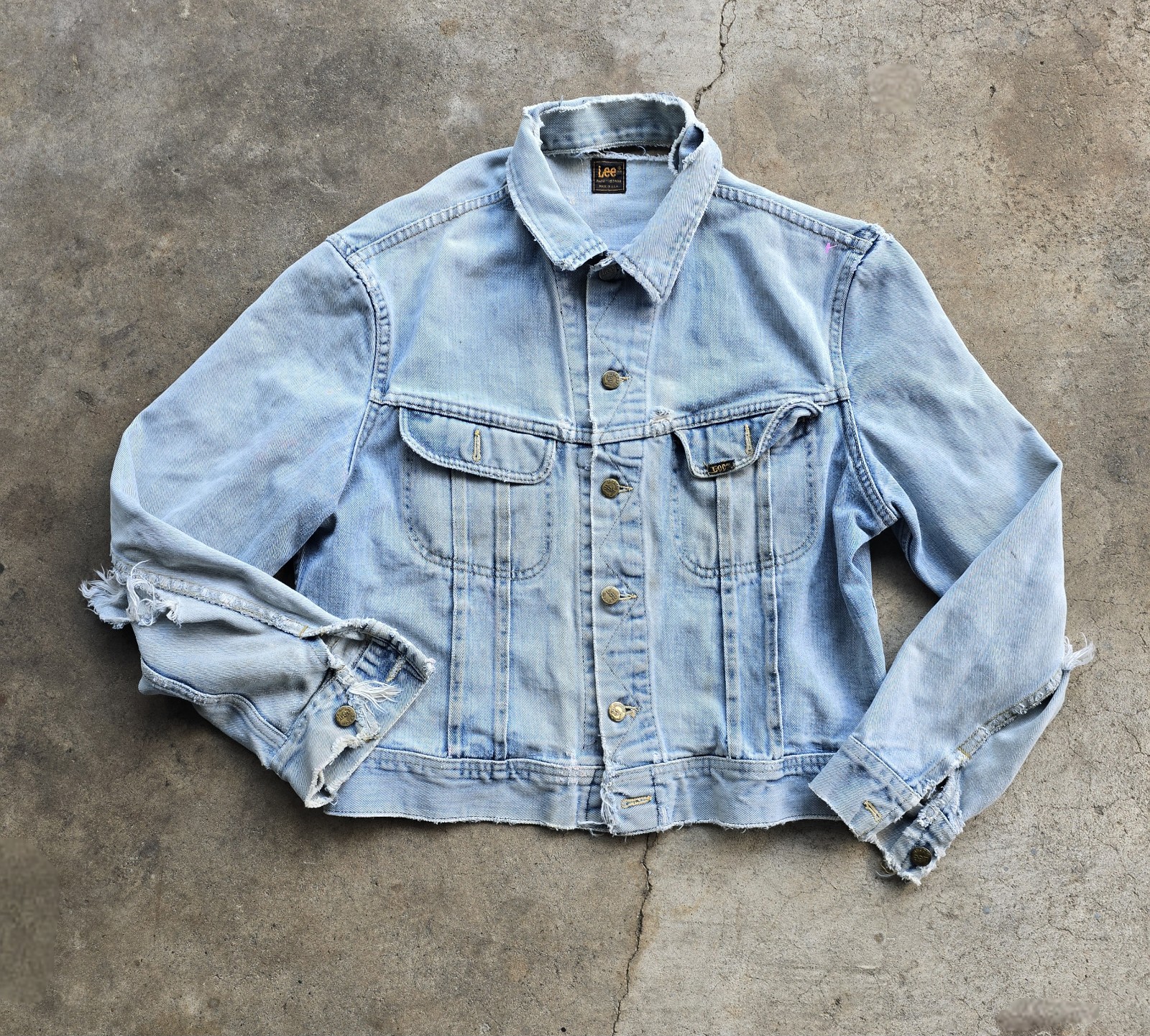 Vintage 70s LEE Riders Sanforized Denim Jacket L Faded Blue UNION PATD-153438