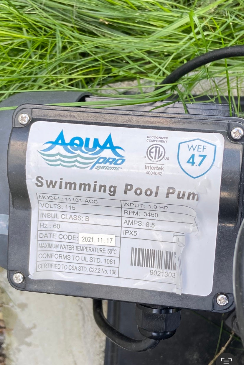 Aqua above ground pool pump