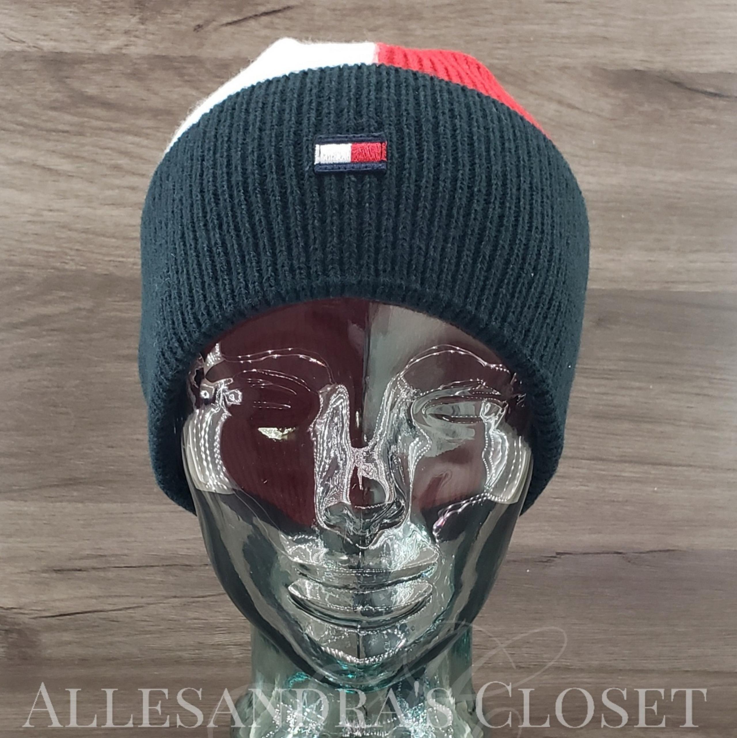 Tommy Hilfiger Hat Beanie Red White & Blue Bisected Rib Cuff Outdoor Patriotic