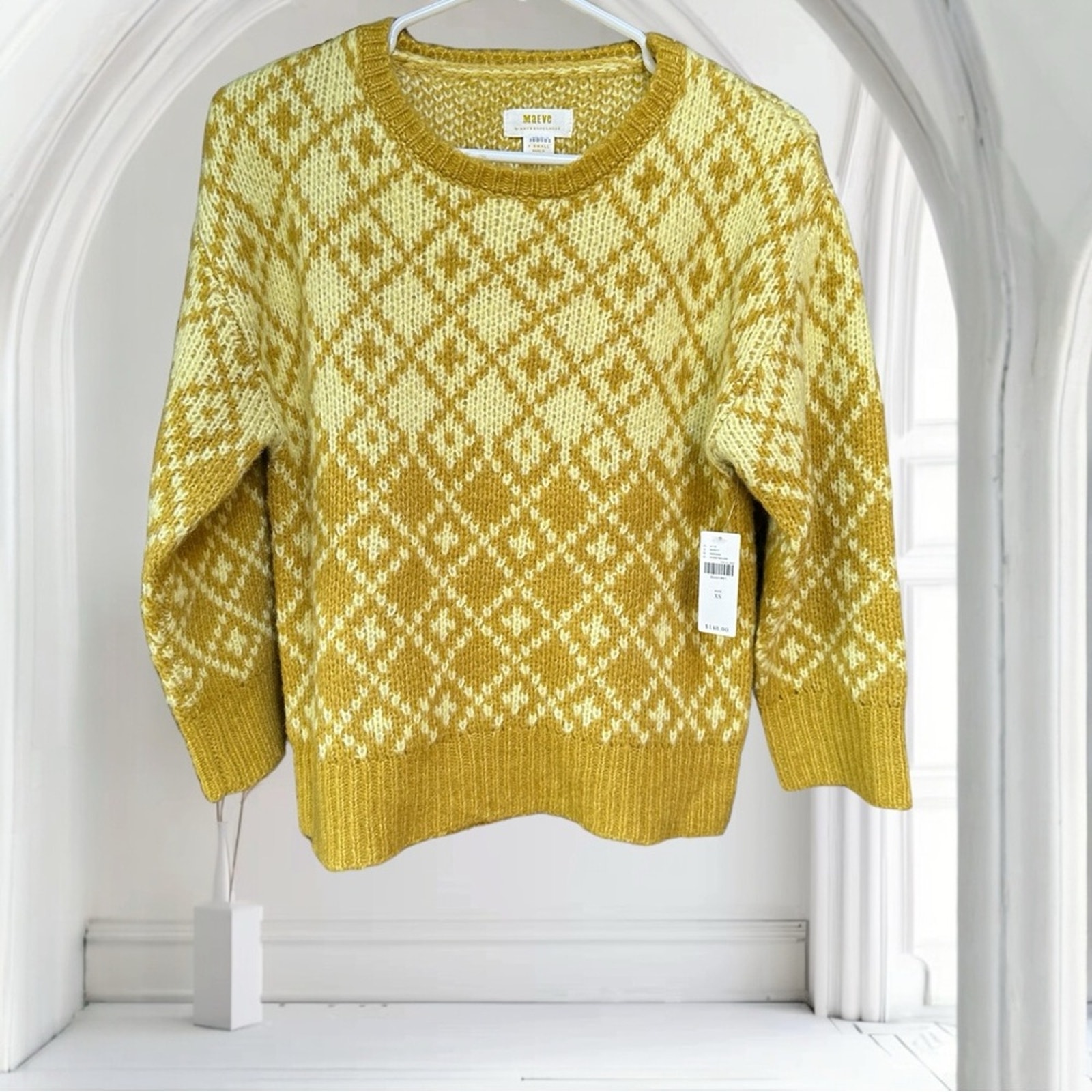 NWT Anthropologie Maeve Sigfried Mustard Yellow Pullover Sweater Size XS