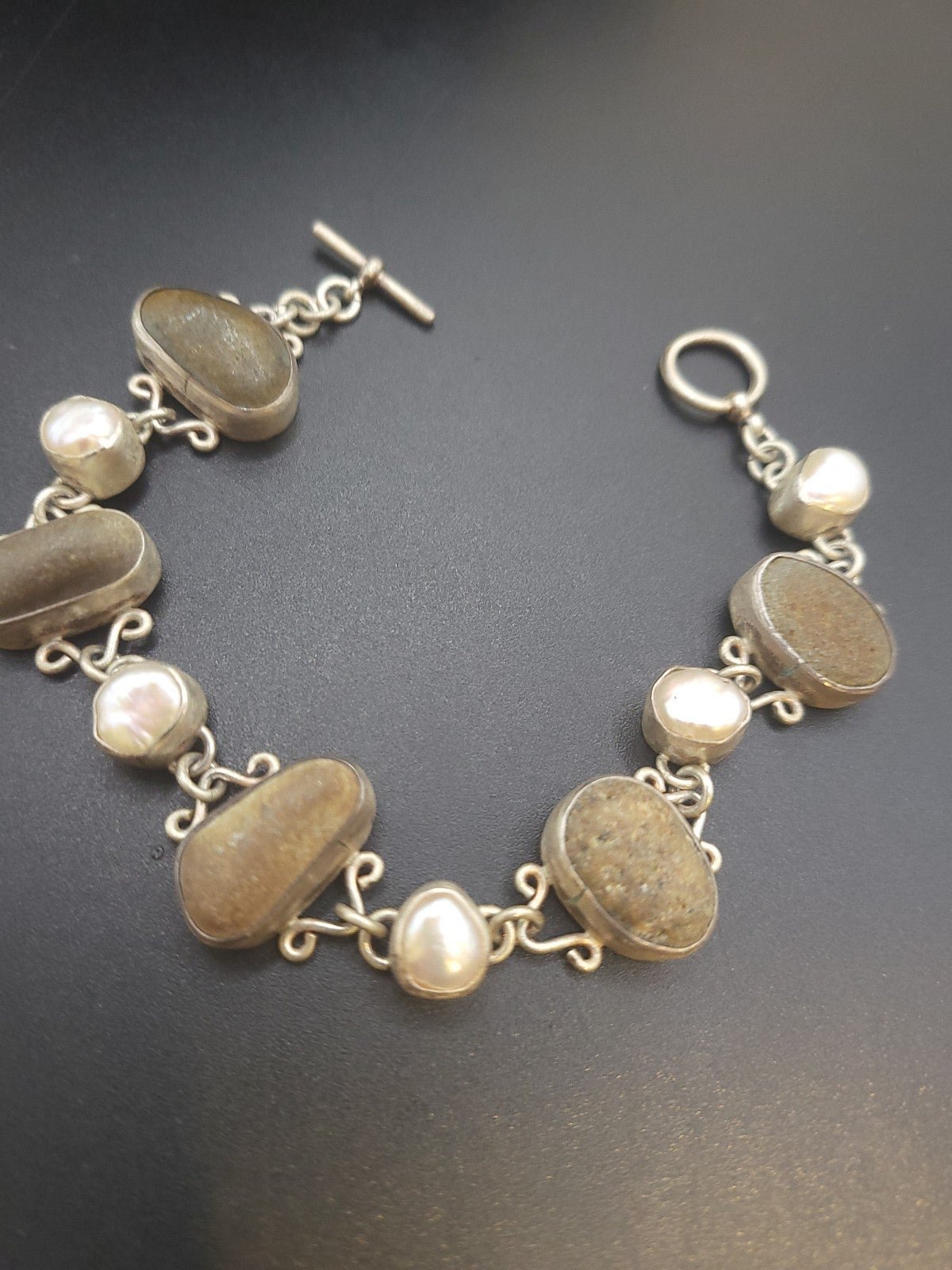 VTG GEMSTONE STERLING SILVER BRACELET. #966