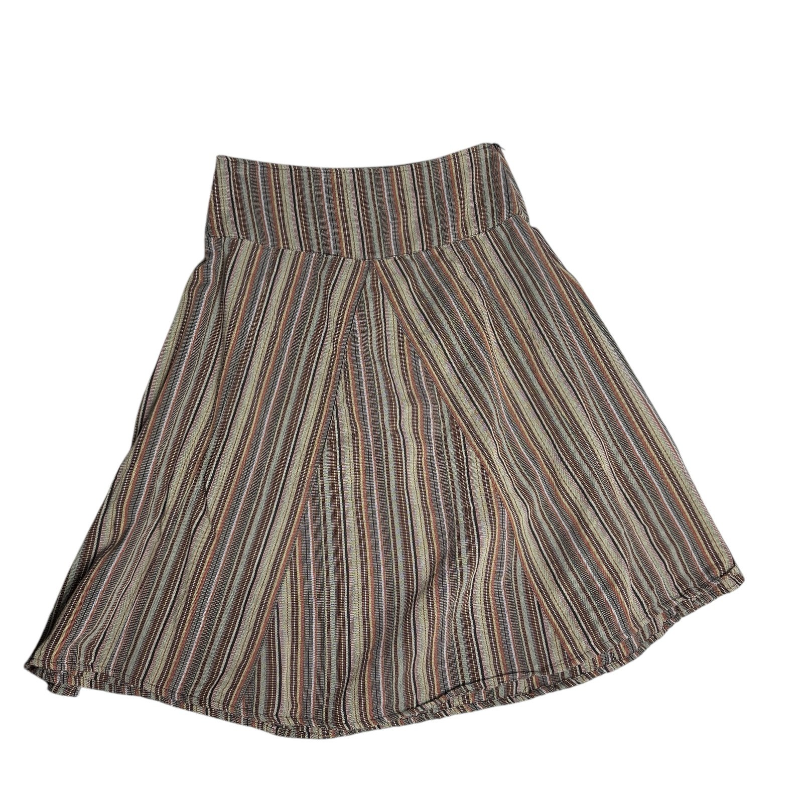 Indigenous Skirt Womens SZ Small Stripe Hand Woven Boho Office Casual Organic