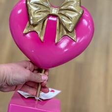 pink heart golden bow table sign