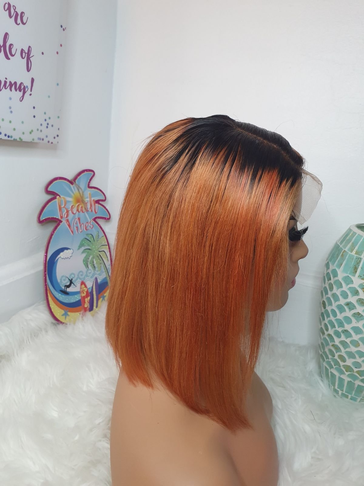 10 inch dark roots closure wig