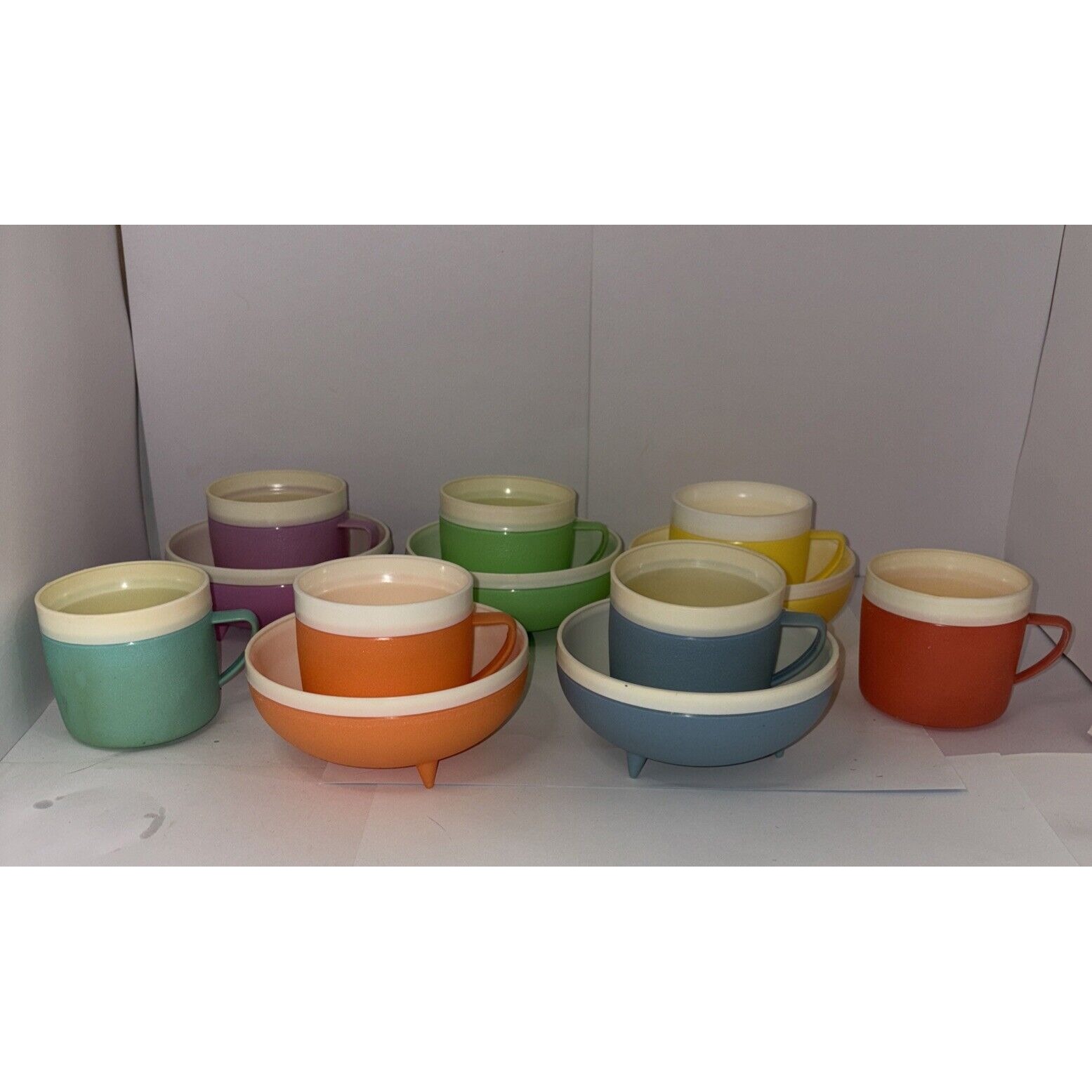 12 RARE Bolero Therm-O-Ware Set, Footed, MCM, 1960 TUPPERWARE Bowls Cups