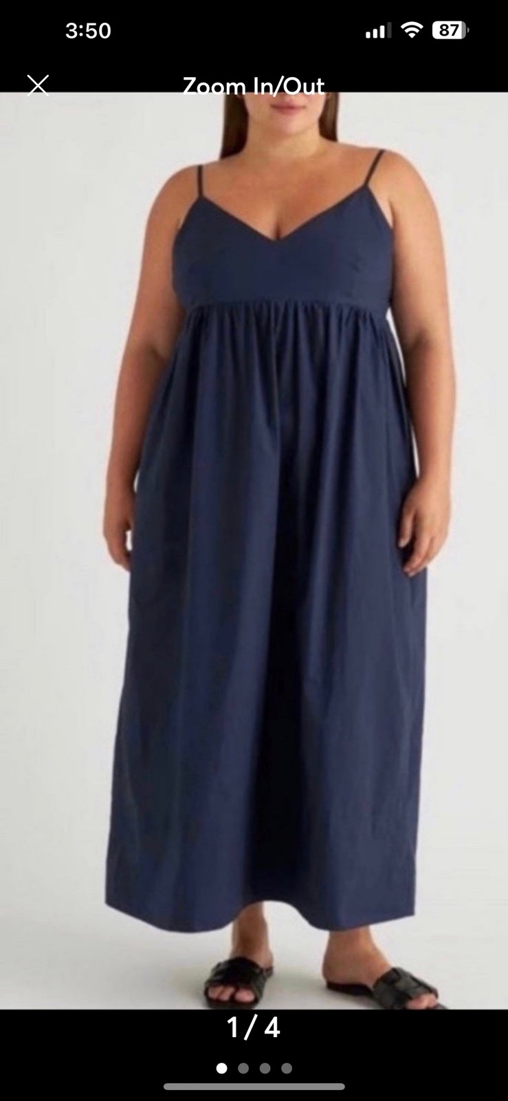 Quince 100% Organic Cotton Sleeveless Maxi Dress navy xs