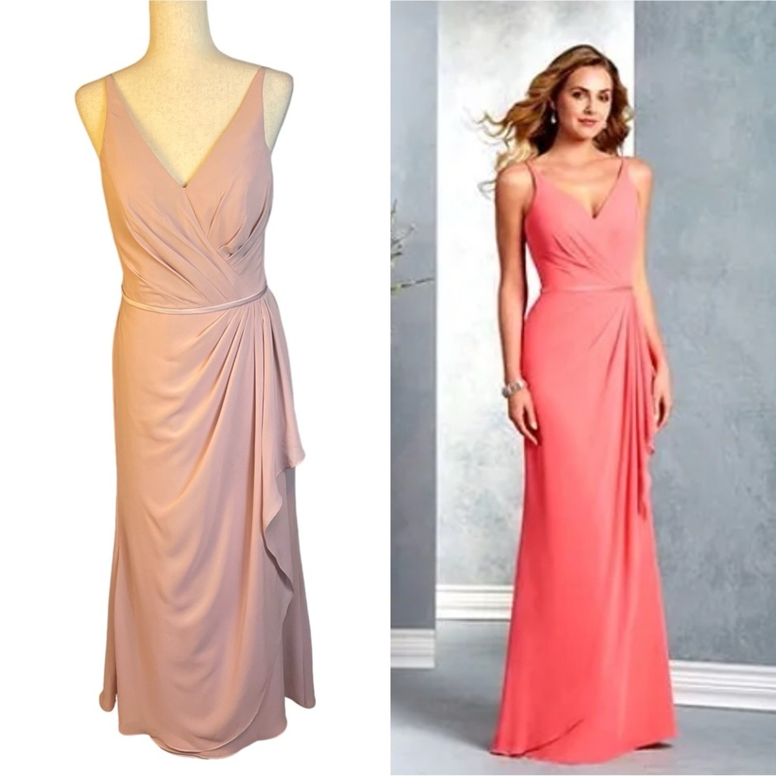 Alfred Angelo 7403 Love's First Blush Chiffon Sleeveless Dress Gown Size 8