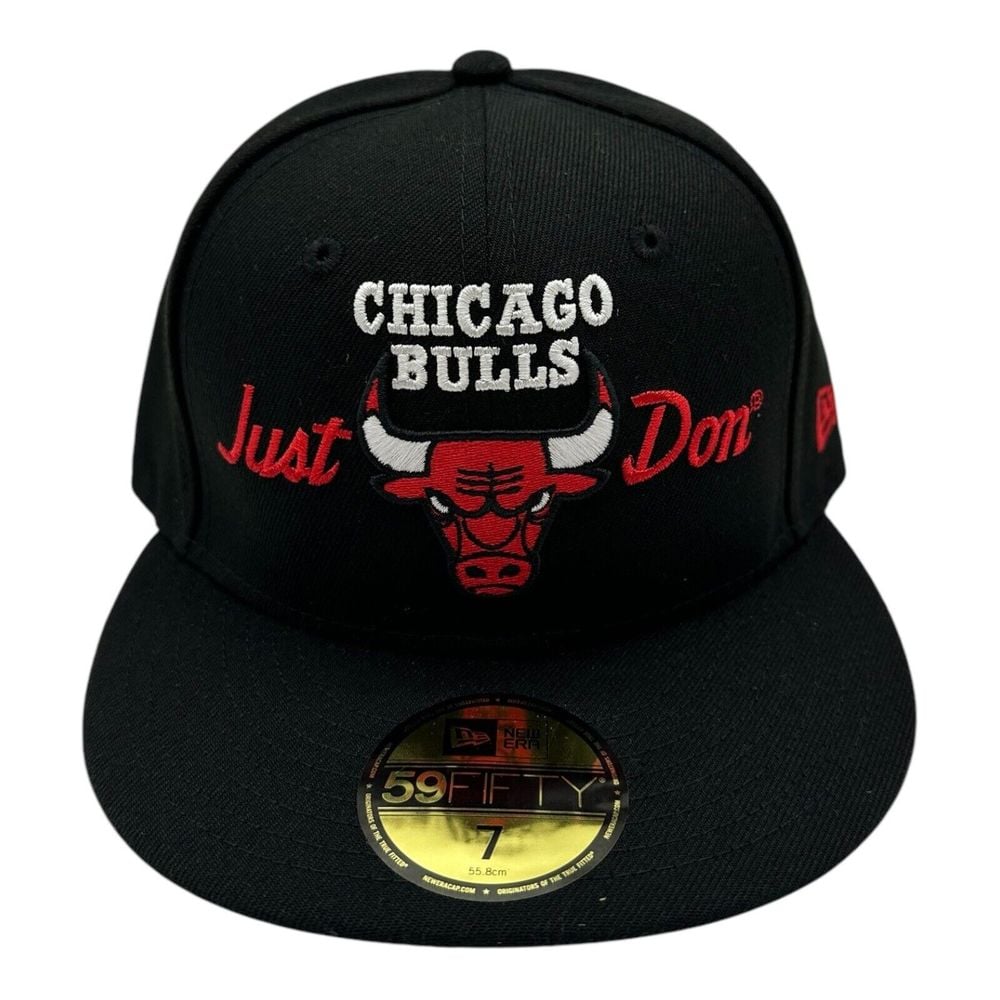 New Era X Just Don Chicago Bulls Hat Cap Size 7 Black 59Fifty Fitted Basketball