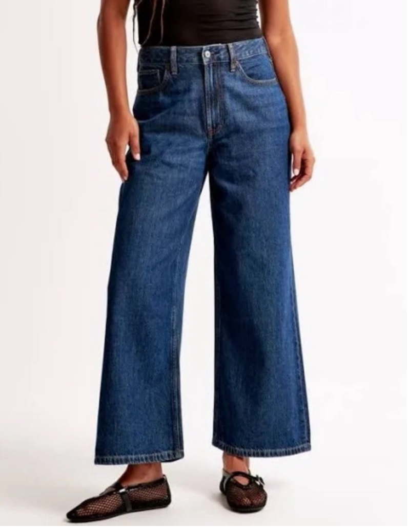 Abercrombie & Finch Wide Leg Jeans Womens 27 Curve Love High Rise Cropped NWT