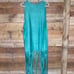 Long Stylish teal sleeveless vest with fringe size OS
