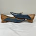 Mona Flying Womens Leather Penny Loafers Blue/Brown Square Heeled Slip Ons Sz 10