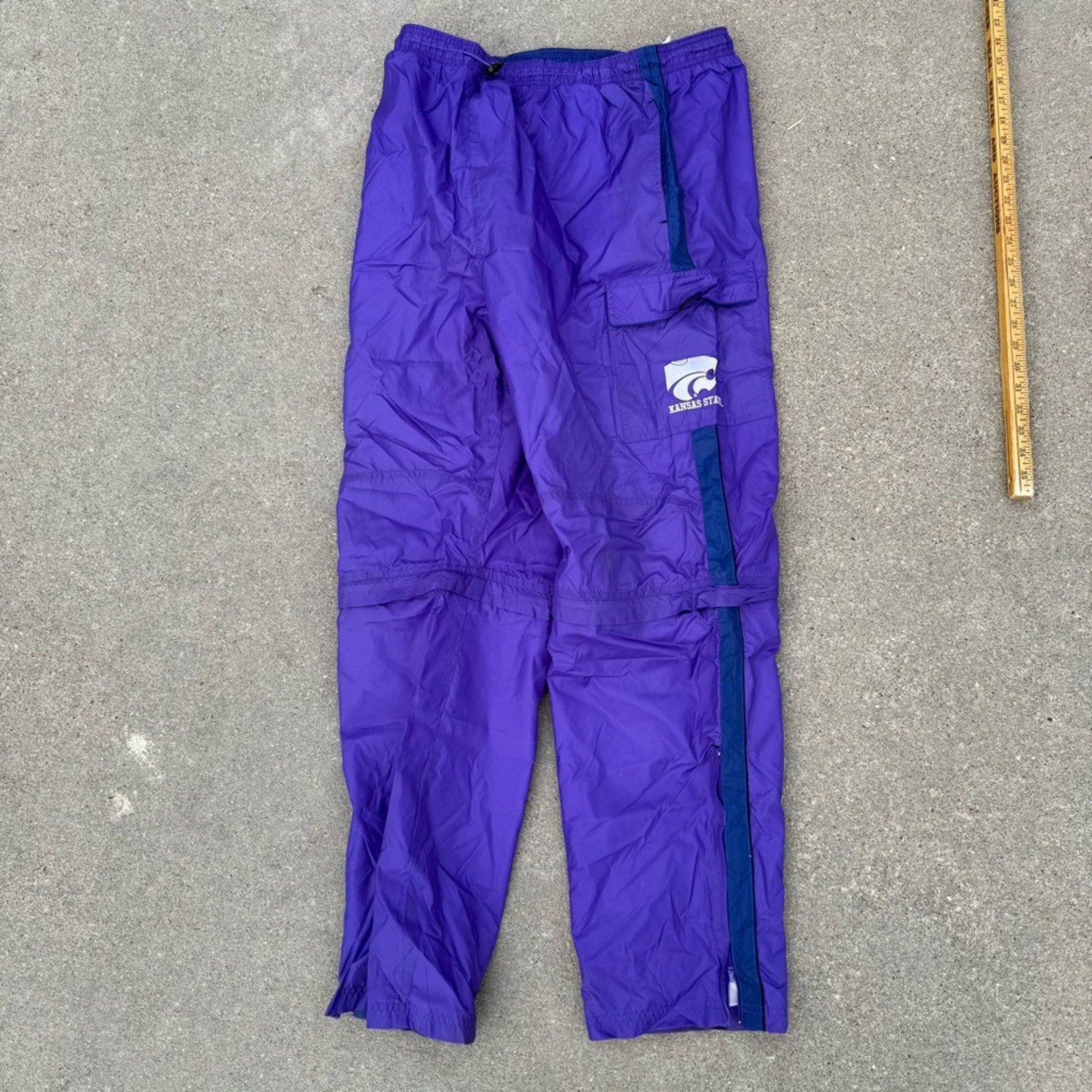 Vintage 90s K-State Wildcats Purple Zip Off Windbreaker Track Pants Nylon XL