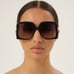 NEW Gucci GG1326S 007 Dark Havana Brown Mirror Oversized Square Women Sunglasses