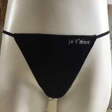 Victoria's Secret Je t' aime Rhinestone V String Thong Panty Large 11/06 HTF NWT