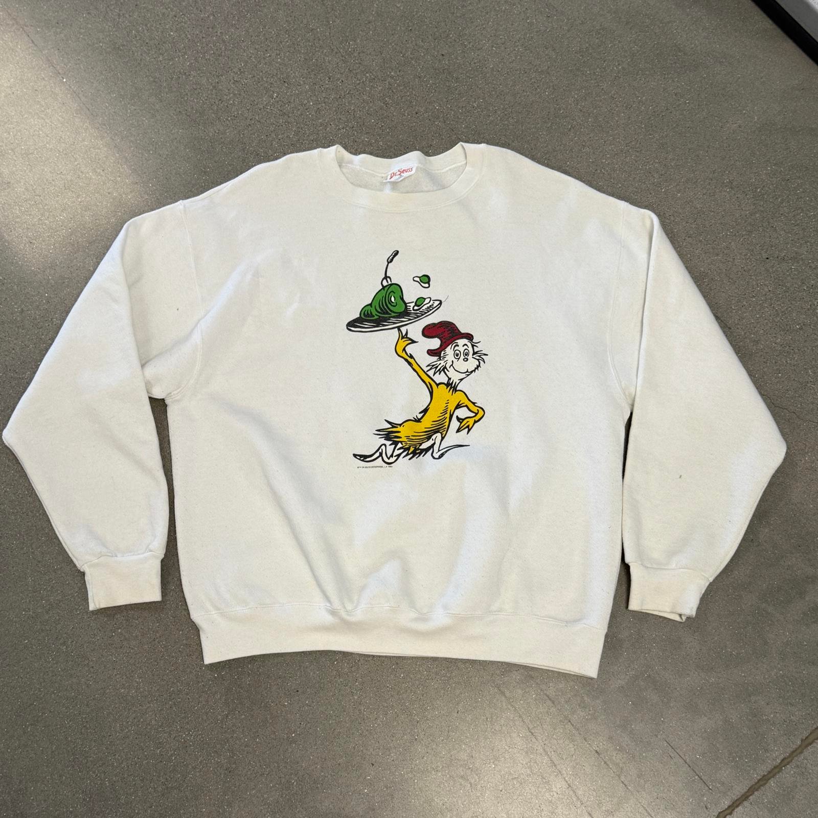 1994 Dr Seuss Official Green Eggs Ham White Crewneck Mens XL