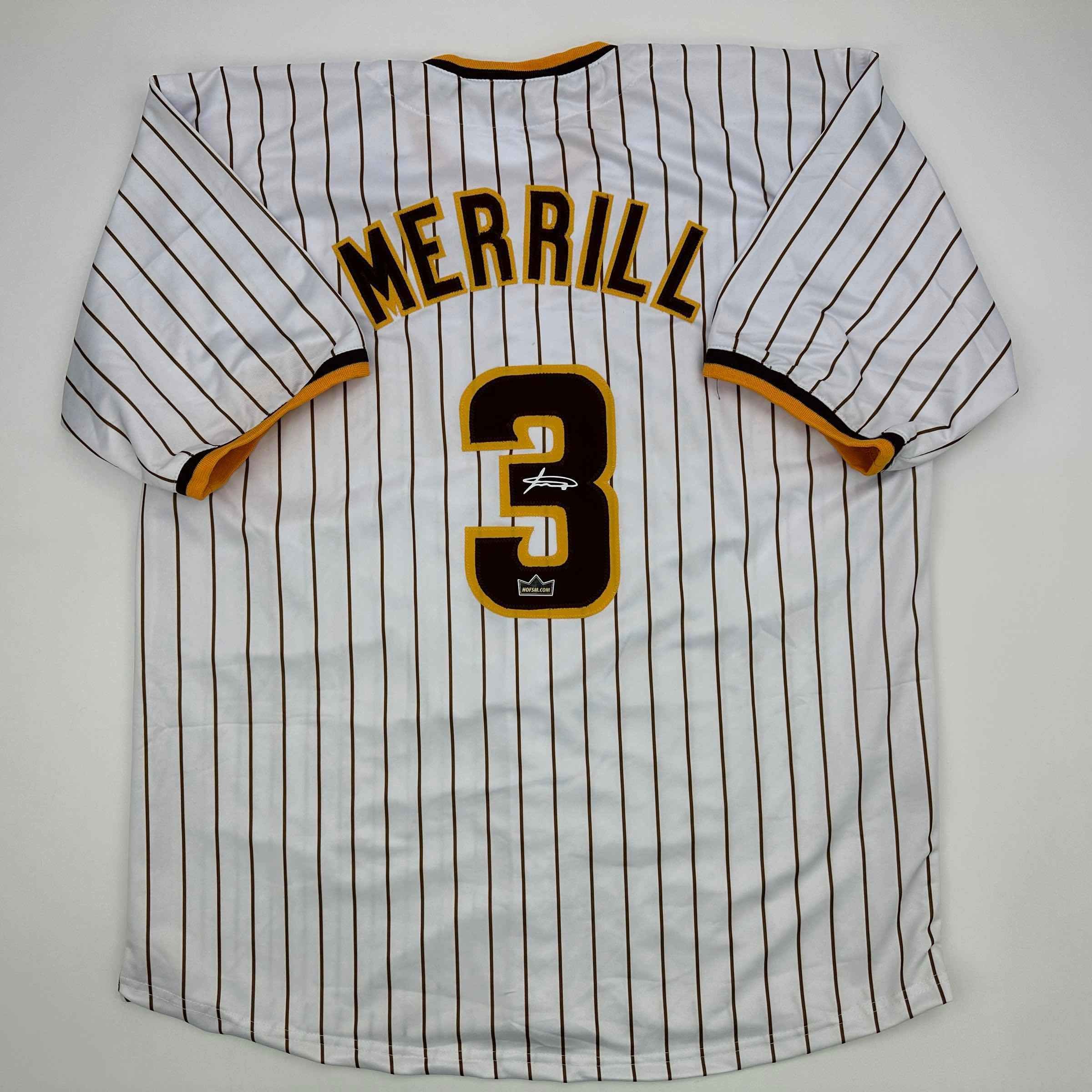 Facsimile Autographed Jackson Merrill San Diego Pinstripe Auto Jersey Size Men