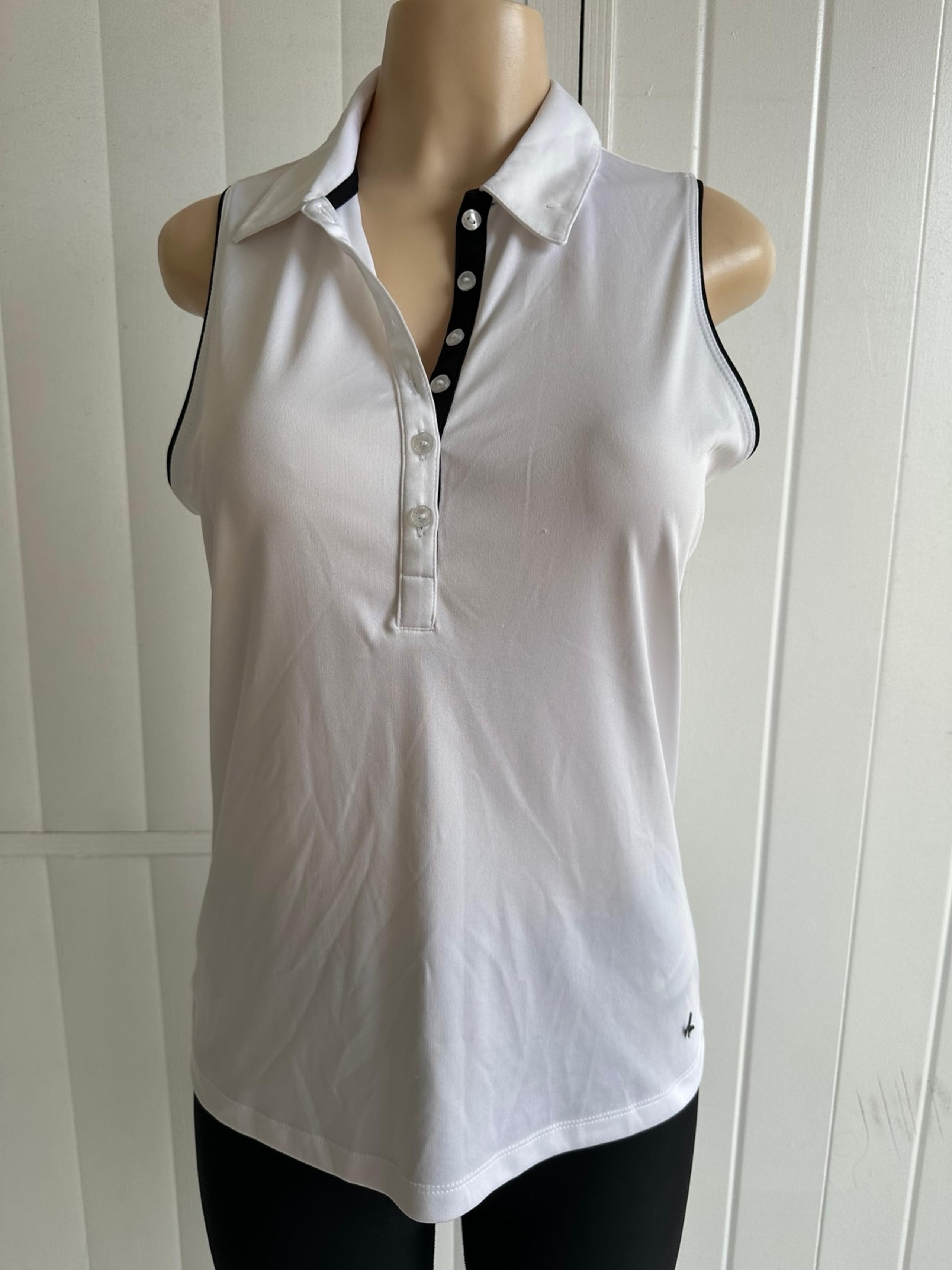 Callaway Polo Shirt Women Large White Opti Dri Athletic Golf Sleeveless