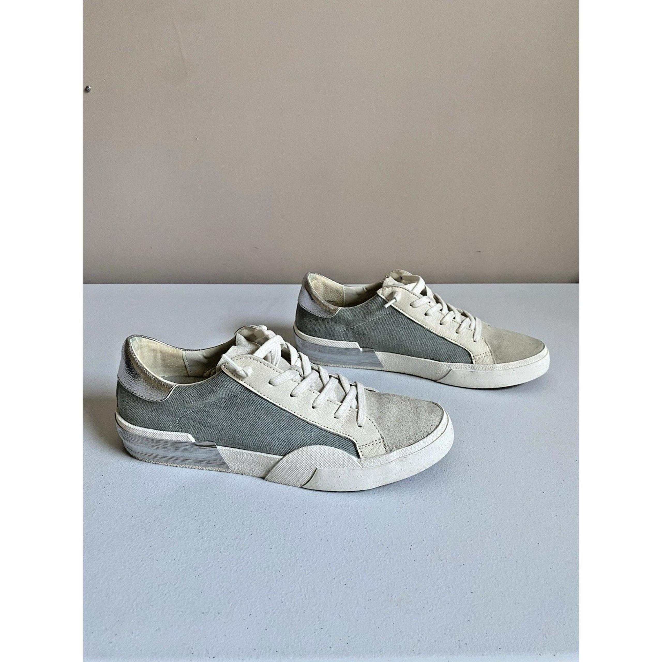 Dolce Vita Harryson Zina Denim White Pull On Sneaker Silver Blue Womens Size 8.5