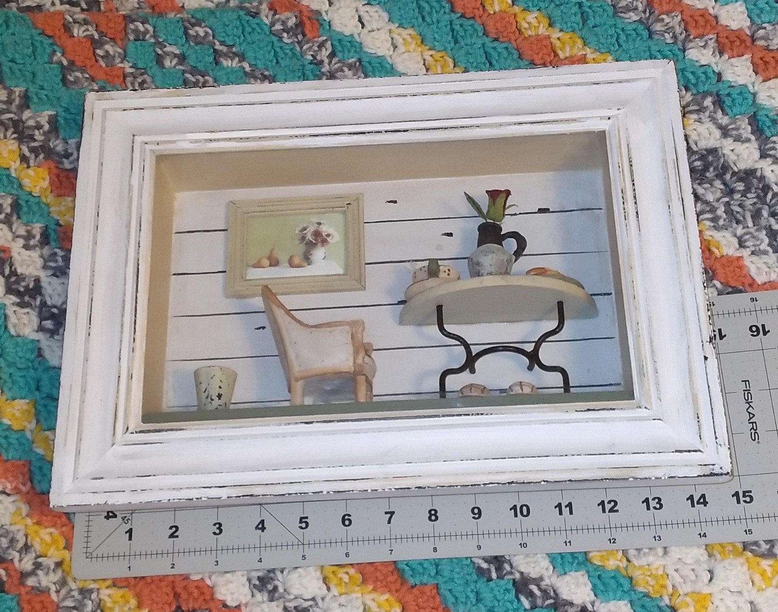 VTG Decorative Miniature Breakfast Lounge Shadow Room Framed Wall Art