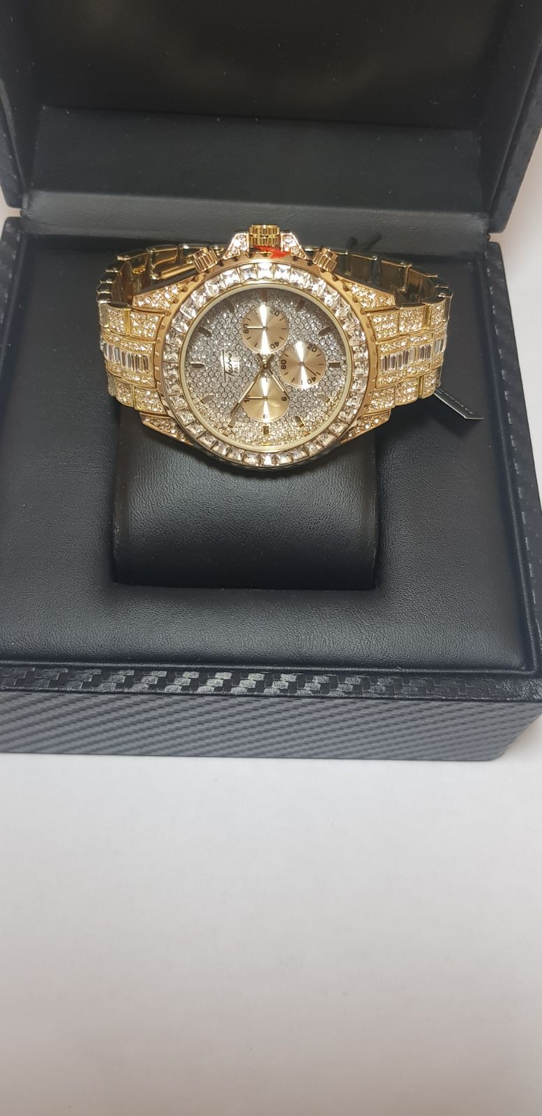 14K GOLD PLATED ICED OUT WATCH