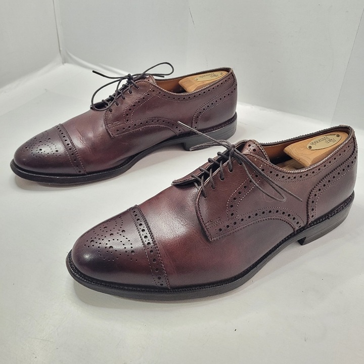 ALLEN EDMONDS LEATHER BROGUES MEN'S BROWN LEATHER SHOES SIZE 10D CAP TOE