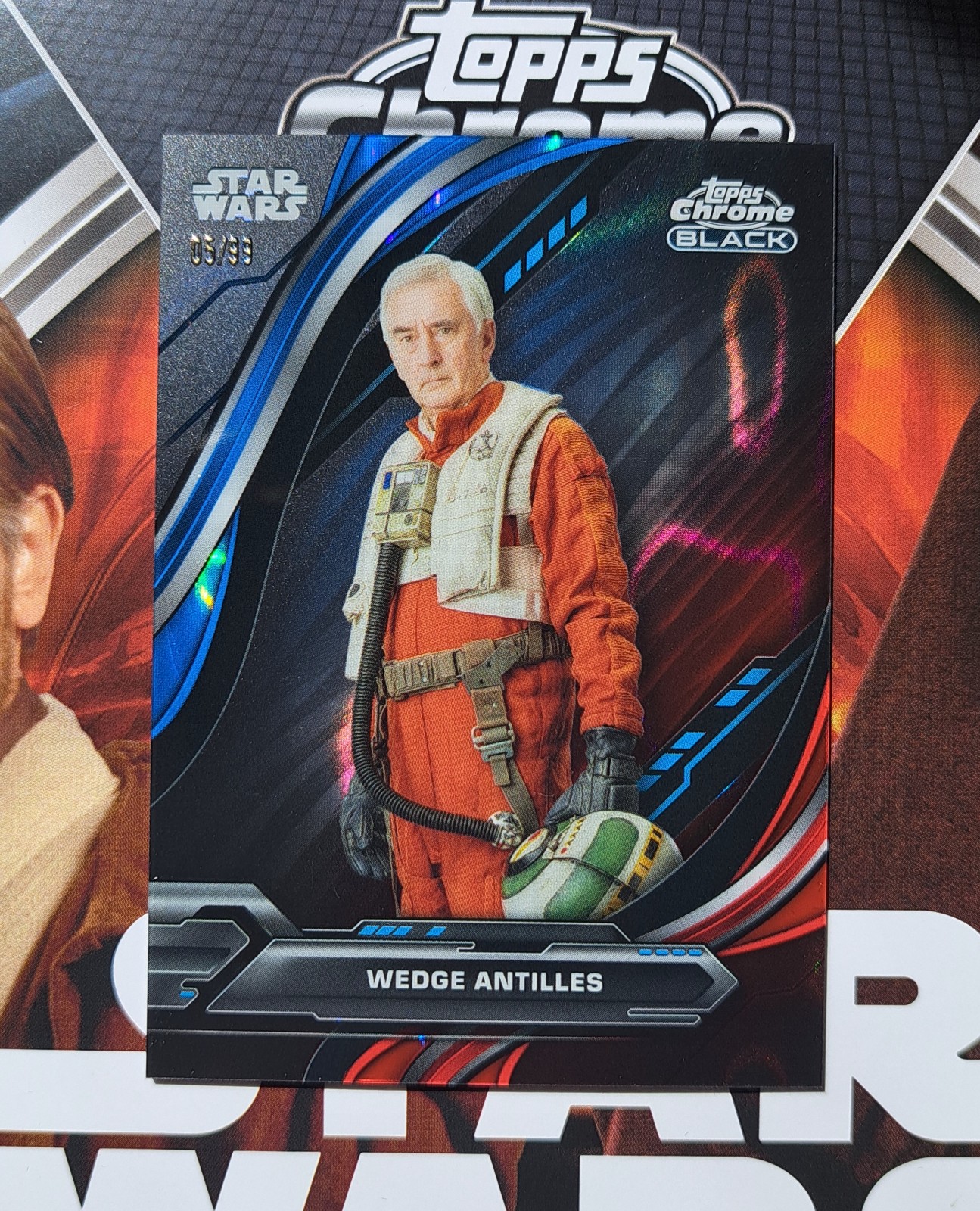 2024 Topps Chrome Black Star Wars *WEDGE ANTILLES* Red/Blue Refractor /99 SP #36