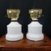 Pair Hobnail White Glass Lamps Neutral Bedroom Nightstand Lighting Decor