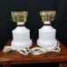 Pair Hobnail White Glass Lamps Neutral Bedroom Nightstand Lighting Decor
