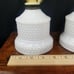 Pair Hobnail White Glass Lamps Neutral Bedroom Nightstand Lighting Decor