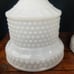 Pair Hobnail White Glass Lamps Neutral Bedroom Nightstand Lighting Decor