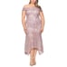 XSCAPE Women's Formal Dress Size 22W Purple Sequined Lace Off the Shoulder Gown