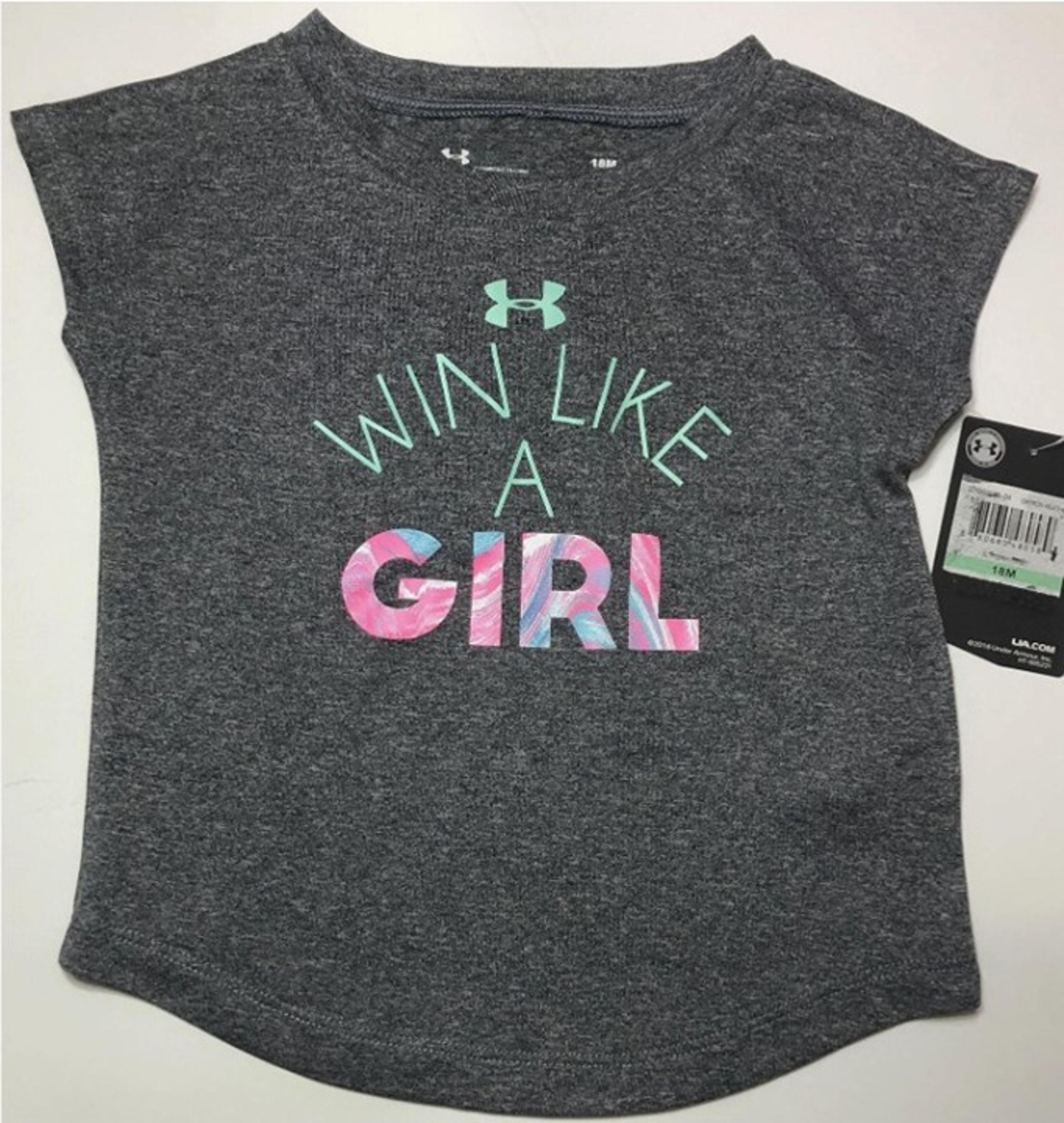 Under Armour Athletic Tee Win Like a Girl Shirt Sports Active Wear 18M