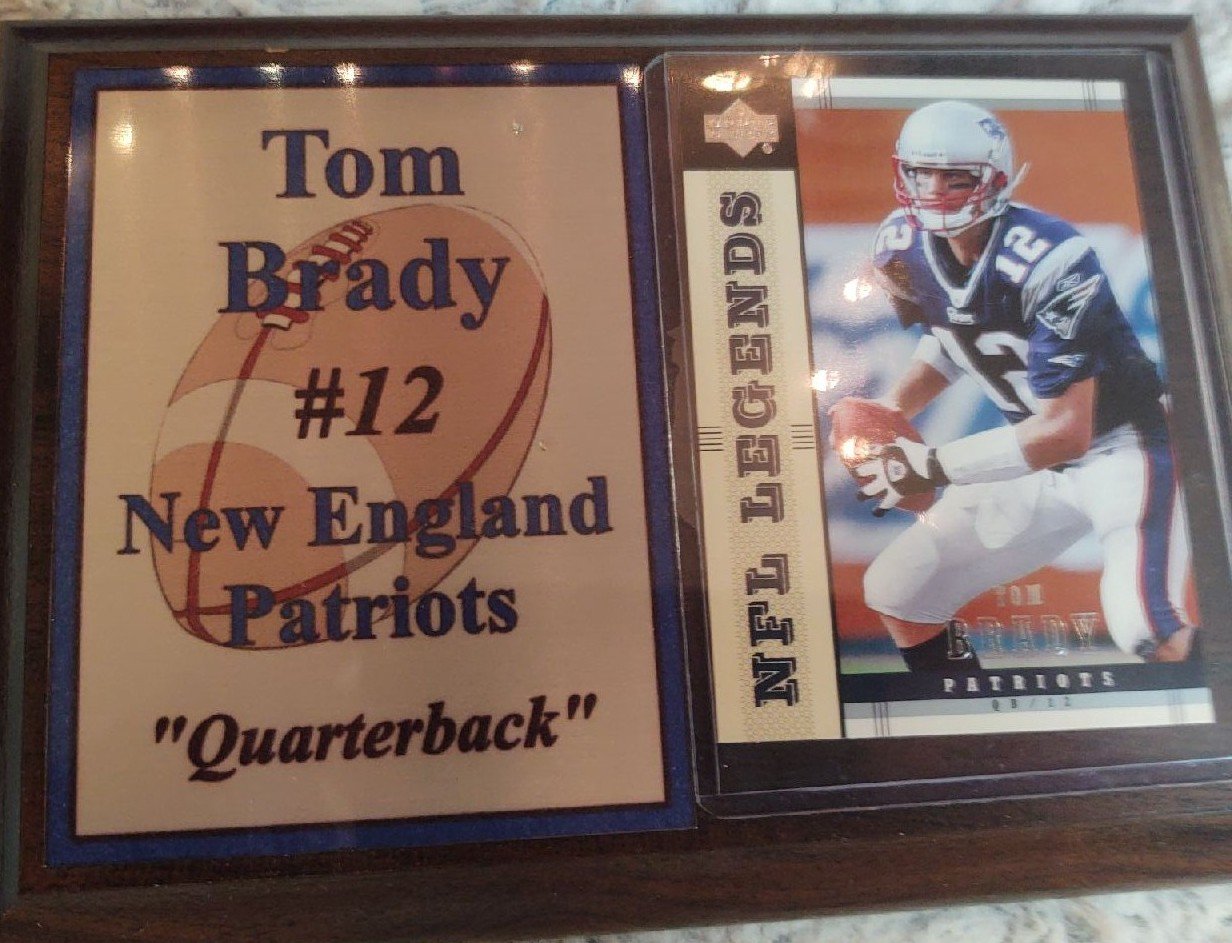 Tom Brady Upper Deck card and Plaque