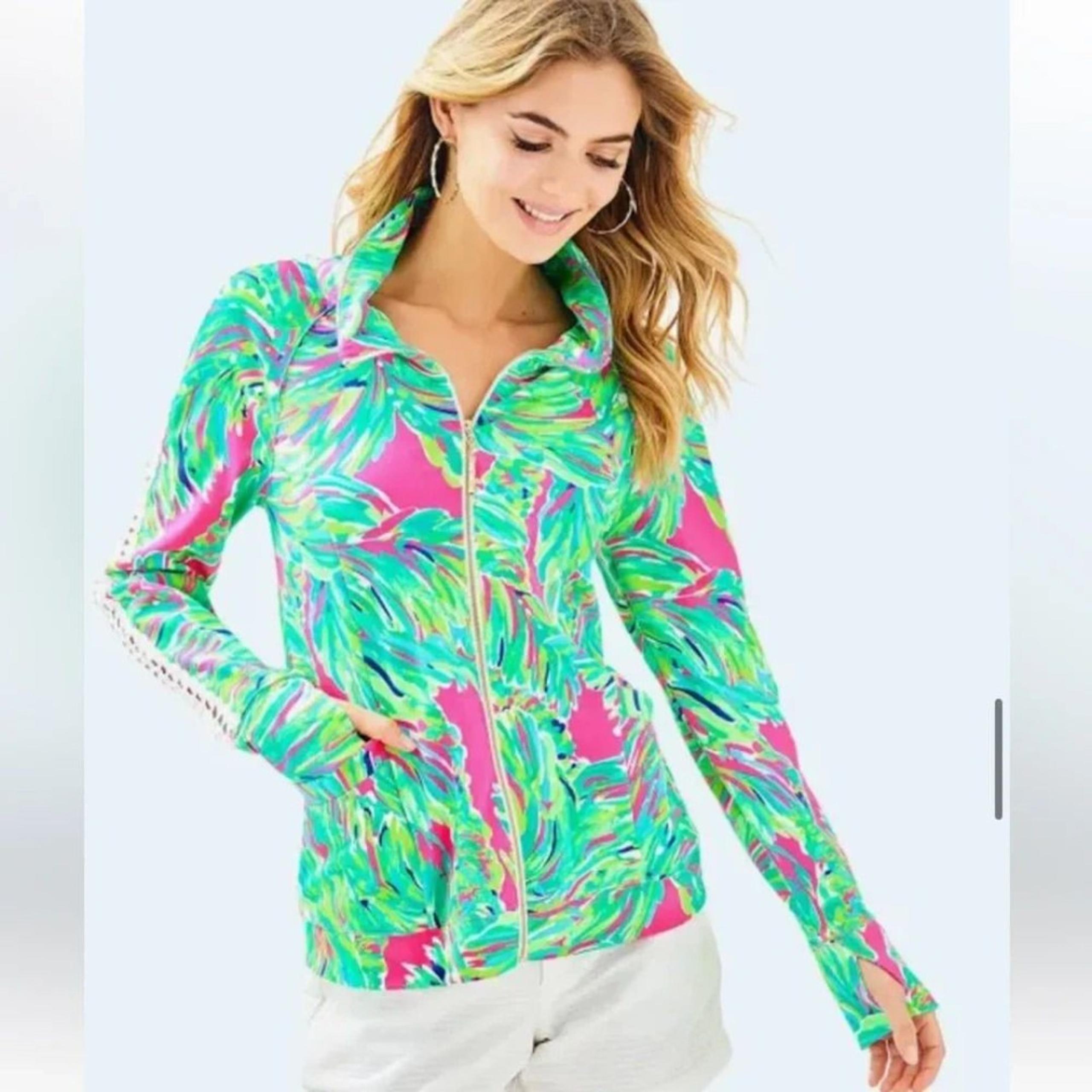 Lilly Pulitzer Brigantine Luxletic Shady Lady Raz Berry Zip-up Jacket Sz XXS