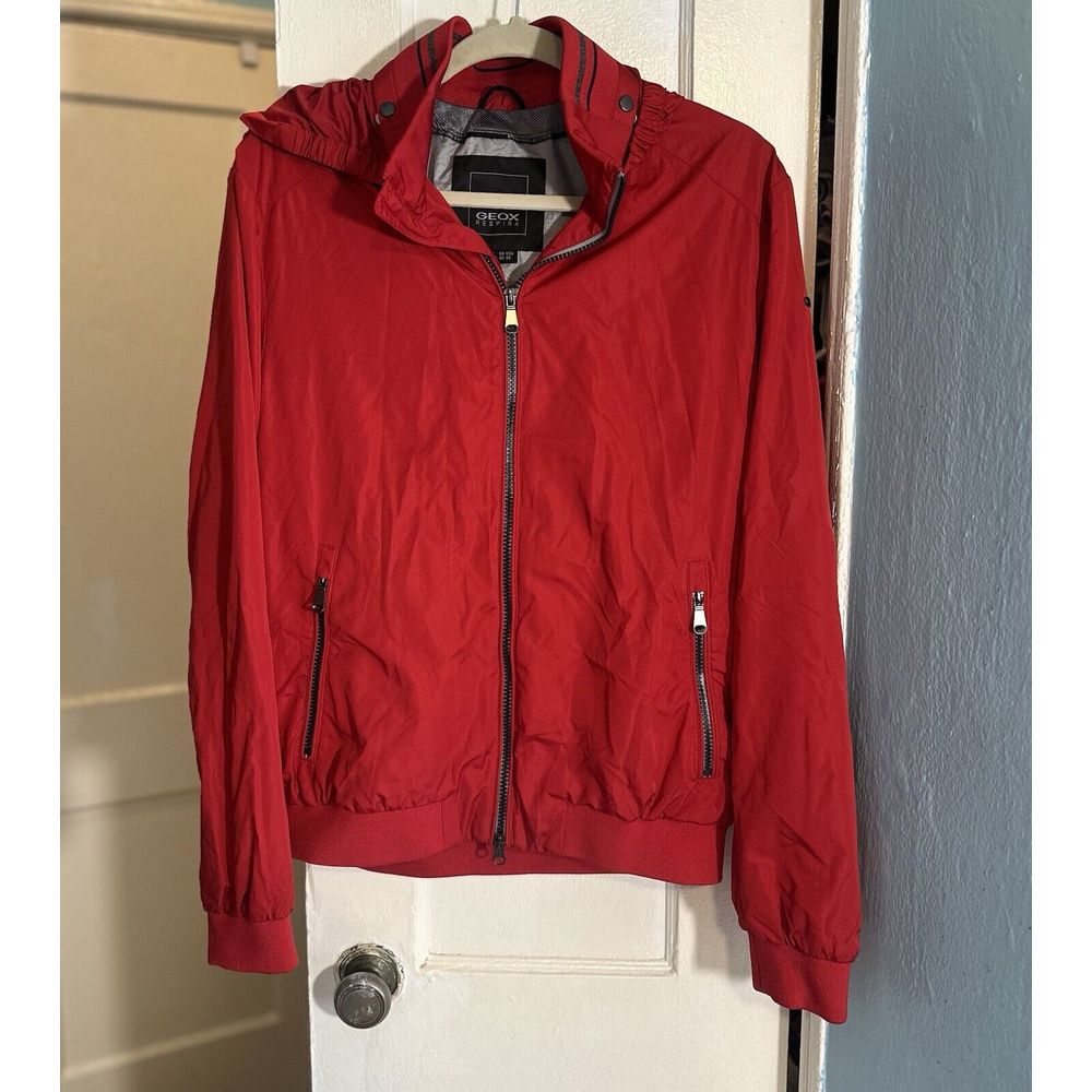 GEOX Respira Men Red Rain Jacket Breathing System Water Repellent Windproof L 40