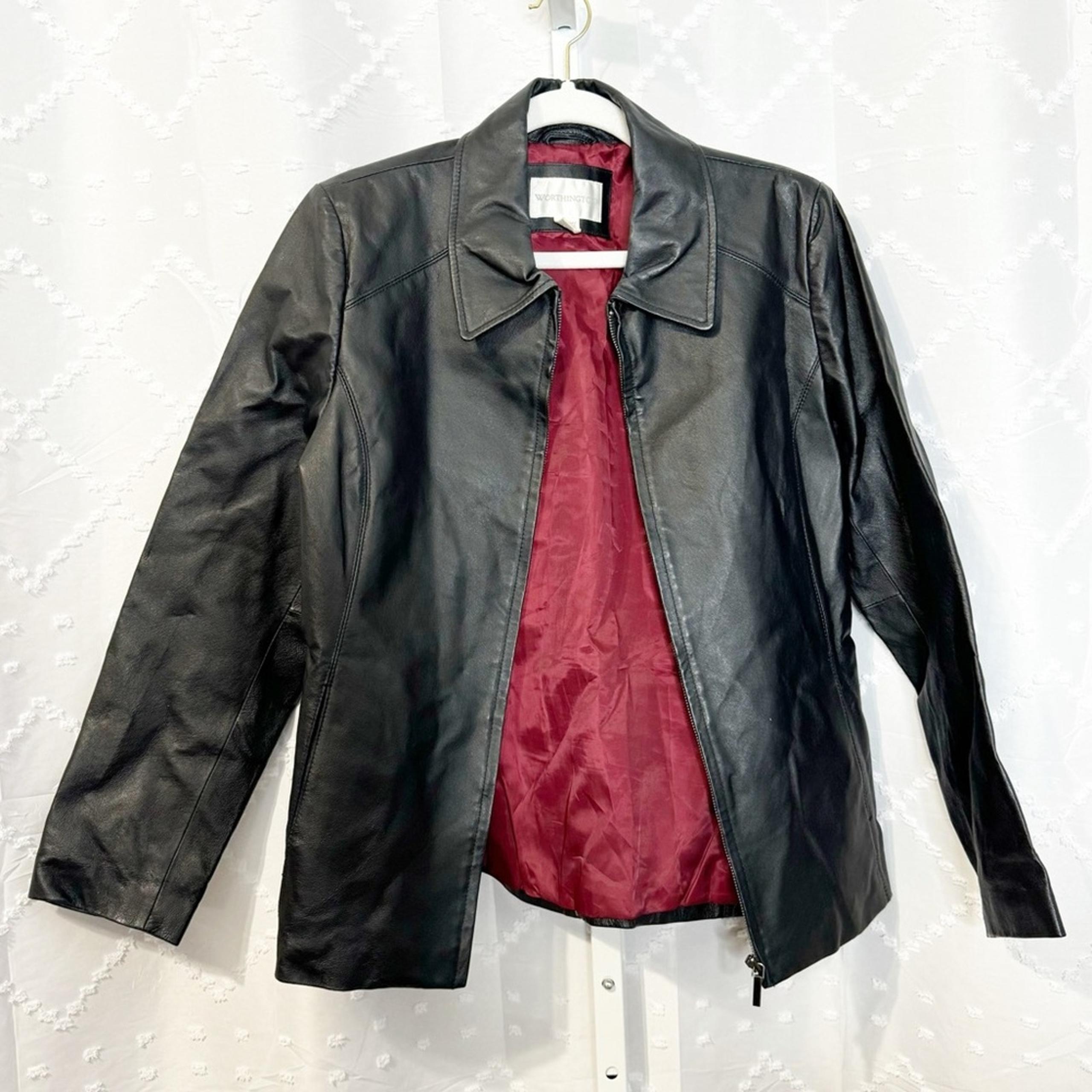 257. WORTHINGTON | Mens Black Leather Jacket Medium