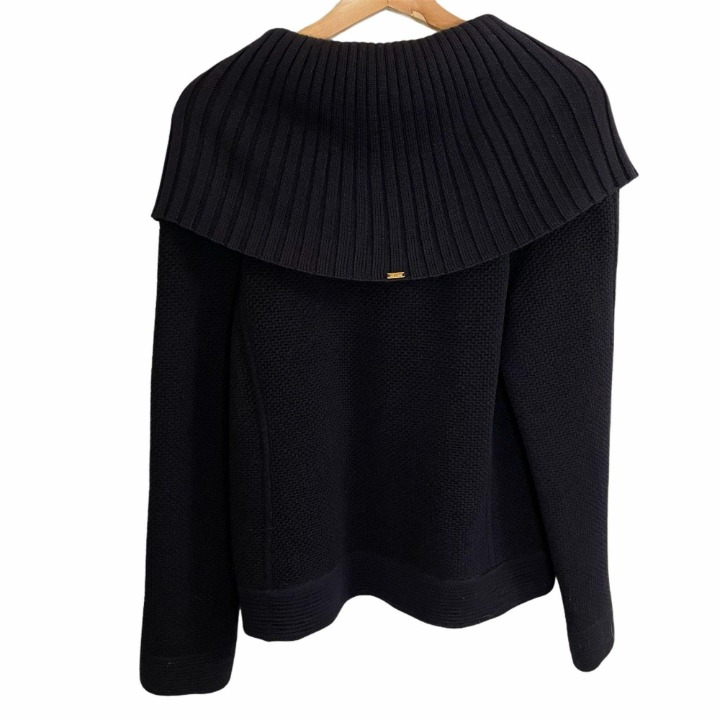 St John 100% Wool Knit Cardigan Jacket Shawl Collar sales Heavyweight Blue M