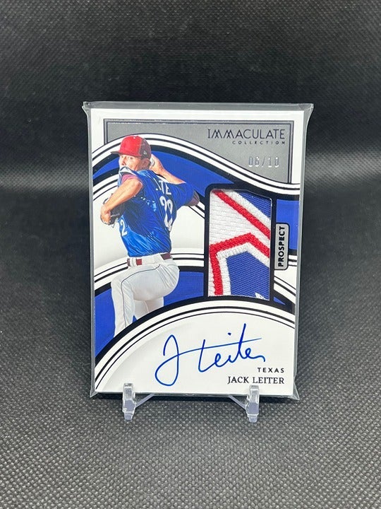 2023 Panini Immaculate: Jack Leiter 6/10 ( Au, Mem) Texas Rangers