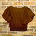 Free people can’t get enough brown linen blend wrap crop top puff sleeves sz M