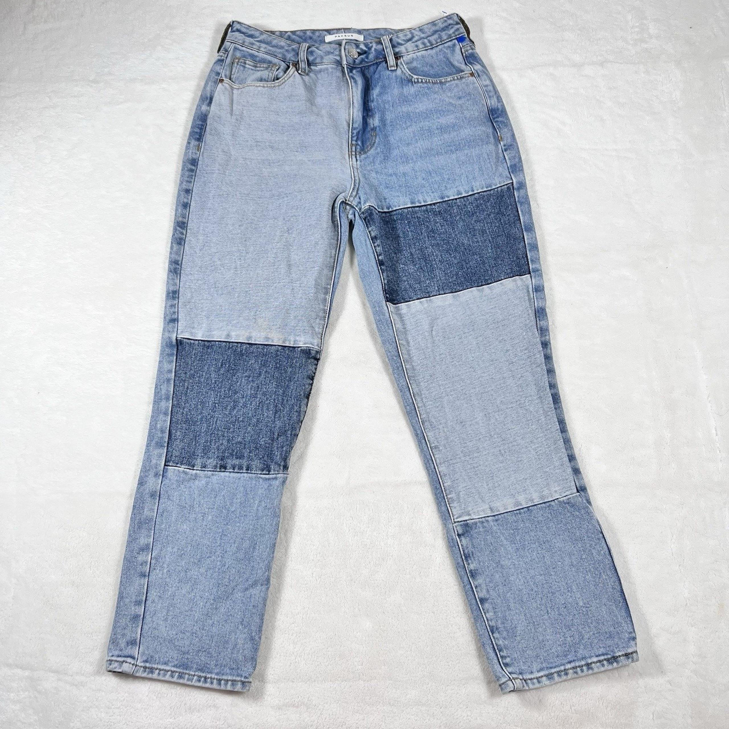 Pacsun Womens 26x26 Cropped Mom Jeans Patchwork Y2K Hippie Boho Festival