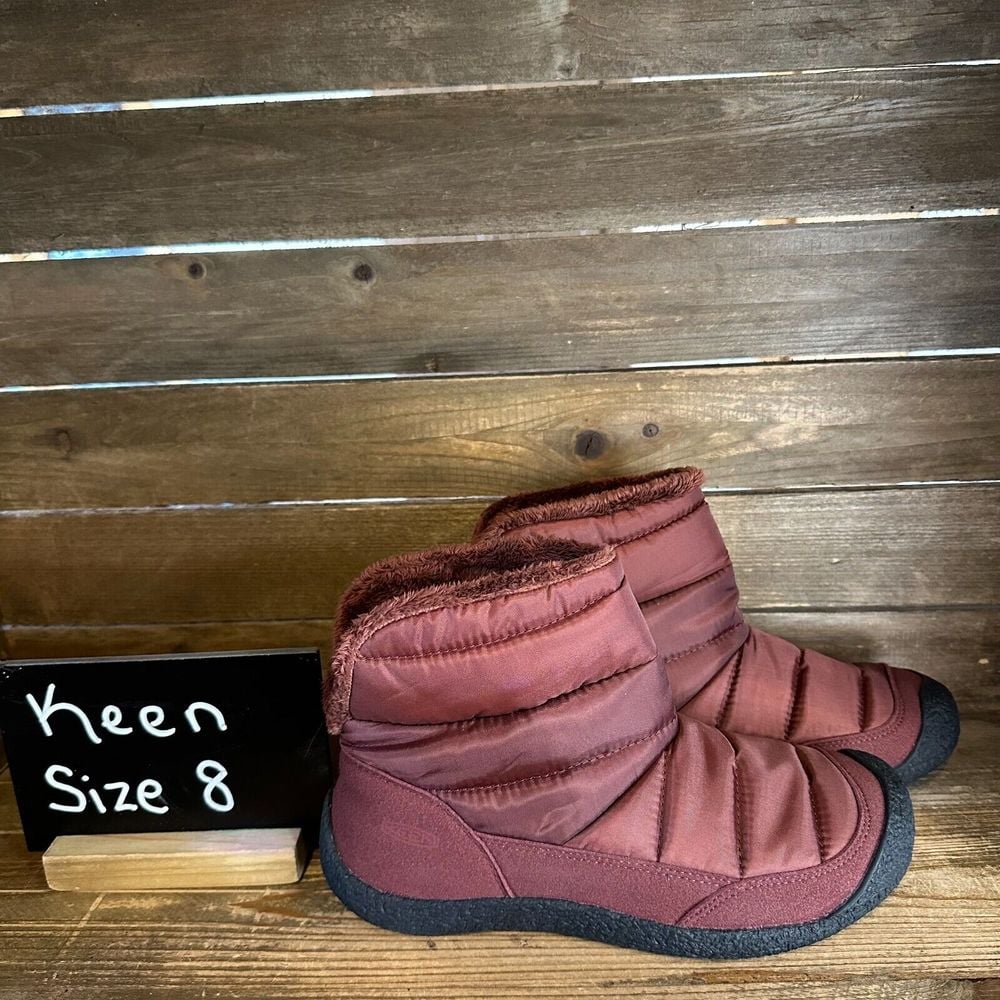 New Womens Keen Howser Fold Down Burgundy Lined Winter Snow Ankle Boots Size 8 M