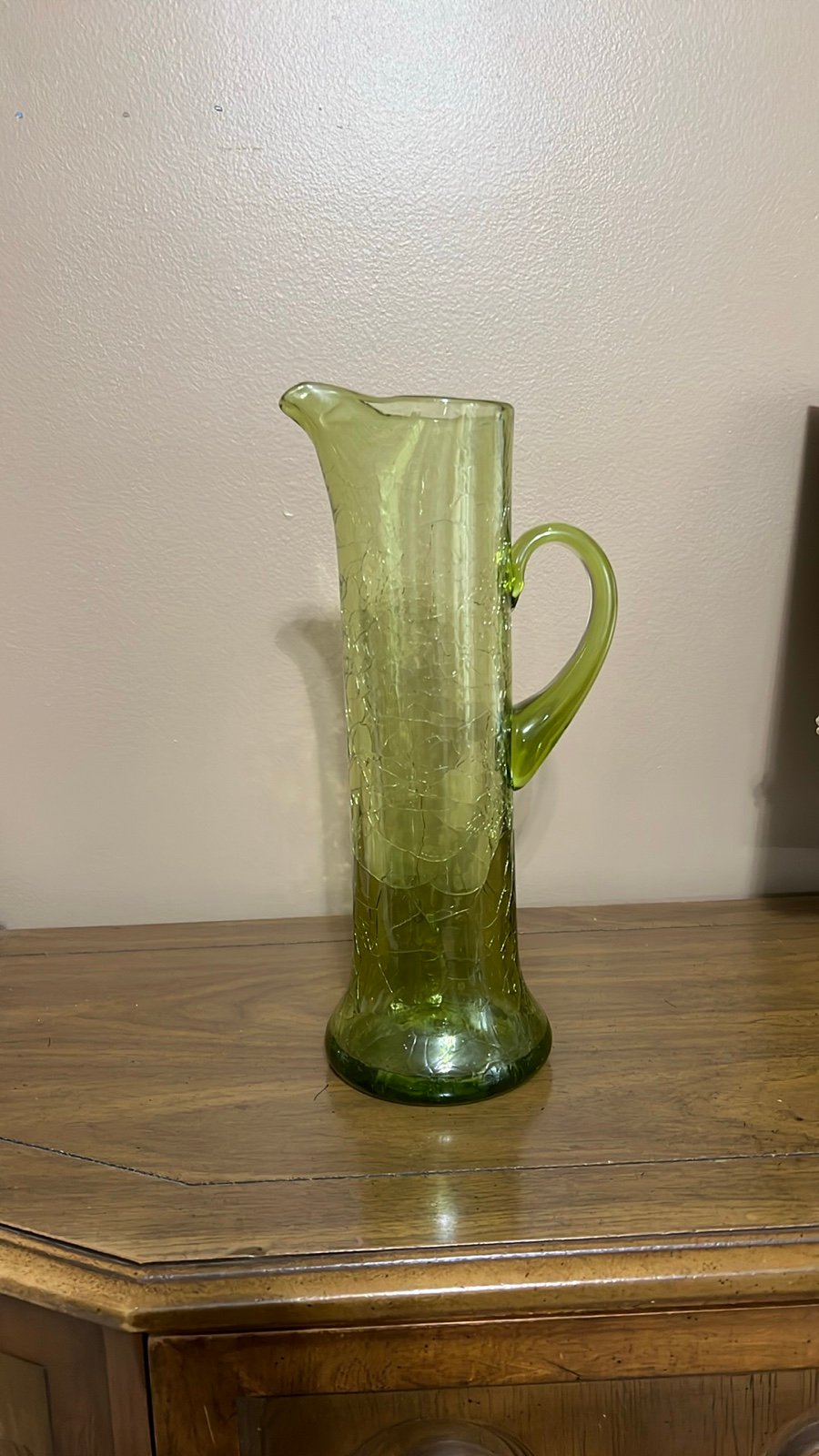 Vintage Mid-Century Modern Blenko crackled glass pitcher/vase