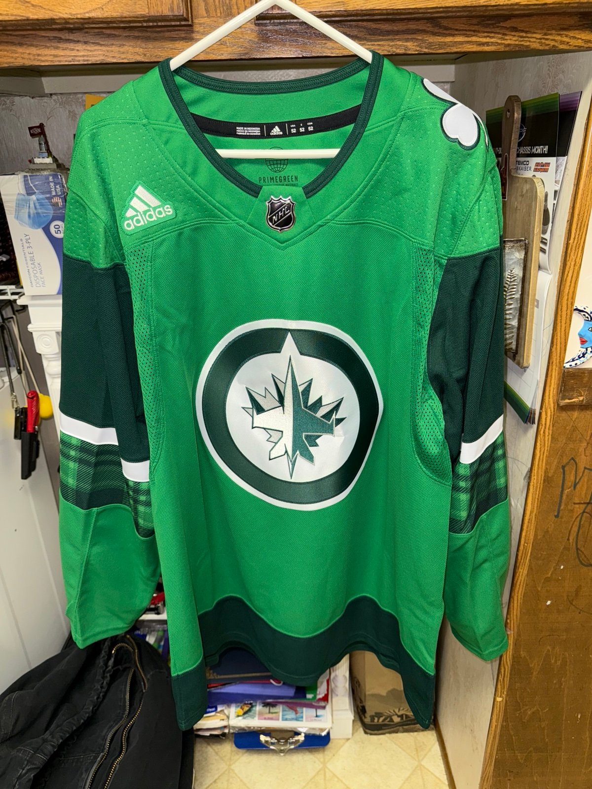 Adidas Primegreen Winnipeg Jets St. Patrick’s Day Hockey Jersey - Size 52