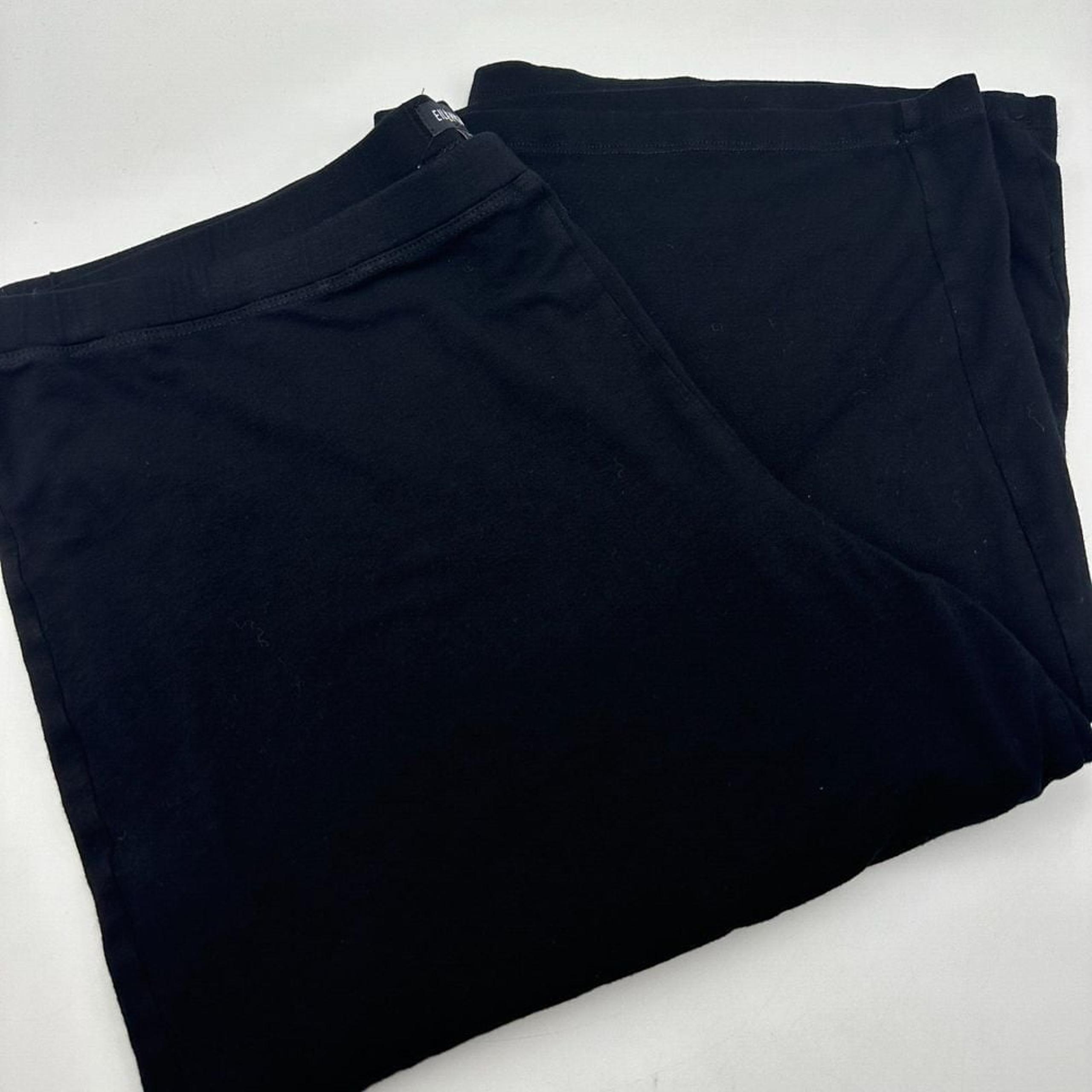Eileen Fisher Pull On Trouser Cropped Pants Womens Large Black Elastic Waist