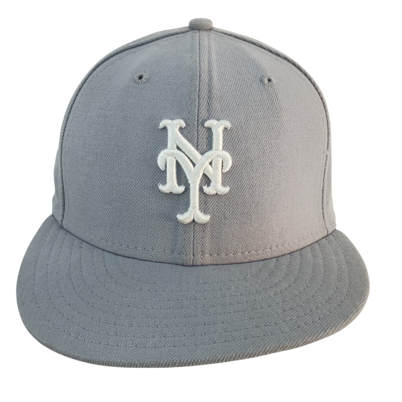 New Era NY Mets Gray Baseball Cap Polyester Men’s Size 7 1/4 Preowned