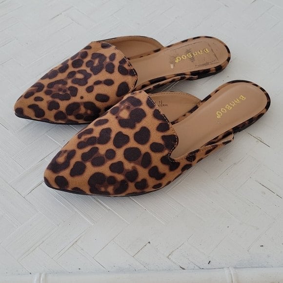 Bamboo Leopard Mules for Women Mercari