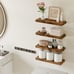 New Set of 4 Rustic Wood 15.8Inch Floating Wall Shelves for Home Decor