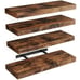 New Set of 4 Rustic Wood 15.8Inch Floating Wall Shelves for Home Decor